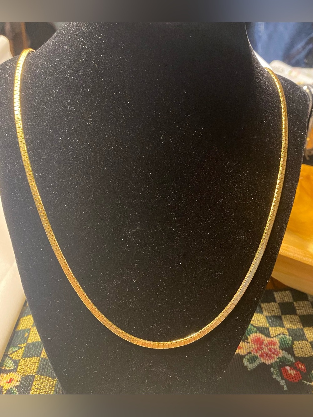 Premier design retired Liquid gold tone herringbone slick necklace opera length